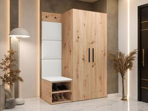 Předsíň Hekurt IV, Barva: dub artisan, Barva látek:: ekokůže Soft 017 (bíla) 5903211433030