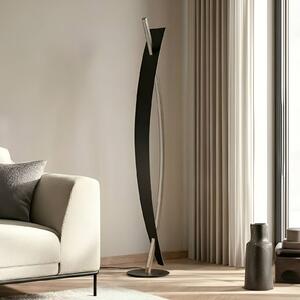 Lucande Stojací lampa LED Marija, černá, kov, výška 140 cm, stmívatelný, Černá, Obývací pokoj / jídelna, kov, Moderní