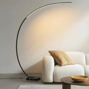 Lindby oblouková lampa LED Kendra, černá, hliník, výška 180 cm, stmívatelný, Černá, Obývací pokoj / jídelna, kov, Moderní
