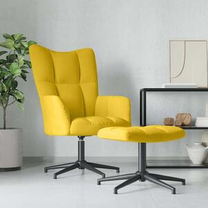 Relaxační křeslo se stoličkou hořčicově žluté samet 328113