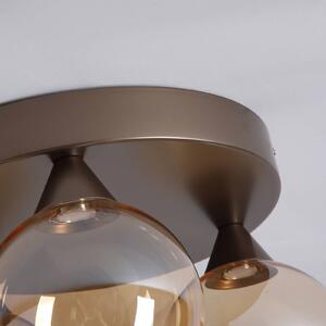Searchlight LED stropní svítidlo Opus Lux, 3 žárovky, bronz, sklo jantarové,, stmívatelný, Bronz / starožitná mosaz, Obývací pokoj / jídelna, kov