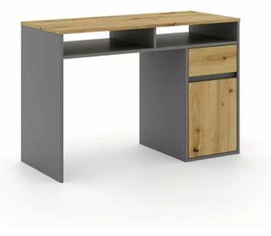 Psací stůl B-012 dub artisan a antracit se zásuvkou a skříňkou