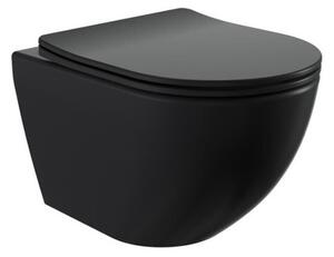 Wc s prkénkem softclose závěsné vírové SAT Fusion černá mat zadní odpad SATFUS010RTORPBKM