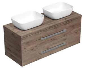 Koupelnová skříňka s krycí deskou SAT Cube Way 120x53x46 cm dub Wellington mat CUBE461203DW45