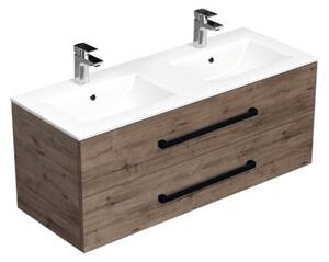Koupelnová skříňka s černou úchytkou a umyvadlem SAT Cube Way 120x53x46 cm dub Wellington mat CUBE46C1202DWMOD