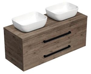 Koupelnová skříňka s černou úchytkou a krycí deskou SAT Cube Way 120x47,5x46 cm dub Wellington mat CUBE46C1203DW45