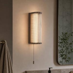 Searchlight LED nástěnné světlo Rue, bronzová barva, IP44, kov, sklo, 3 000 K, stmívatelný, Bronz / starožitná mosaz, Koupelna, kov