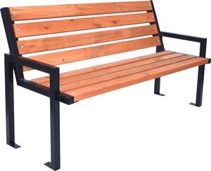 Rojaplast Kvalitní lavička dřevěná, masiv, černý kovový rám Mdum