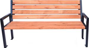 Rojaplast Kvalitní lavička dřevěná, masiv, černý kovový rám Mdum
