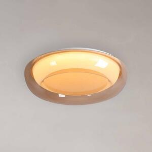 Searchlight LED stropní svítidlo Jude Flush, jantarová barva, Ø 40 cm,, stmívatelný, Krémová / jantar, Obývací pokoj / jídelna, kov