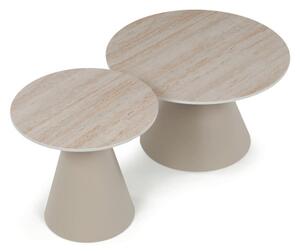 Set dvou konferenčních stolků CT-F4118 TRV keramický, travertin
