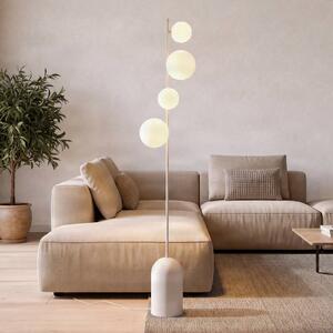 EMIBIG LIGHTING Stojací lampa Etno LP4, bílá, sklo/ocel, výška 140 cm, G9, Bílá / opál, Obývací pokoj / jídelna, Sklo, Moderní