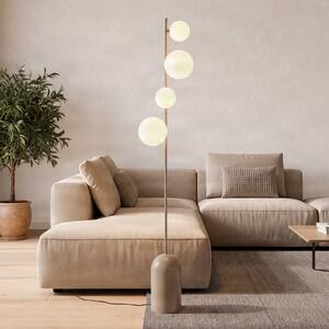 EMIBIG LIGHTING Stojací lampa Etno LP4, béžová, sklo/ocel, výška 140 cm, G9, Krémová / jantar, Obývací pokoj / jídelna, Sklo, Moderní