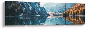 Obraz - Lodě na jezeře Braies (170x50 cm)