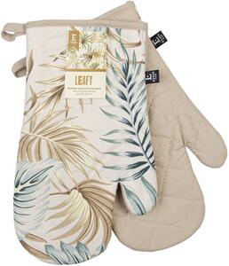 Kuchyňské bavlněné rukavice - chňapky LEAFY béžová 100% bavlna 19x30 cm Essex