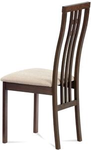 Jídelní židle, masiv buk, barva ořech, látkový krémový potah BC-2482 WAL