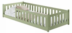 Dětská Montessori postel z masivu borovice BETTY - 200x90 cm - OLIVOVĚ ZELENÁ