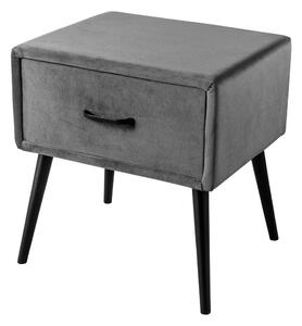 Designový noční stolek Violetta tmavě šedý samet