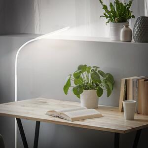 Briloner LED stojací lampa Mura, bílá, výška 170 cm, kov, dotykový stmívač, stmívatelný, Bílá / opál, Obývací pokoj / jídelna, Plast, Moderní