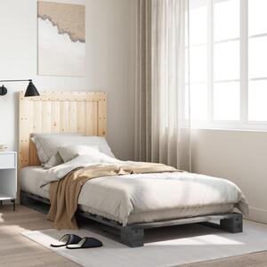 Rám postele s čelem šedý 90 x 200 cm masivní borové dřevo 3281544
