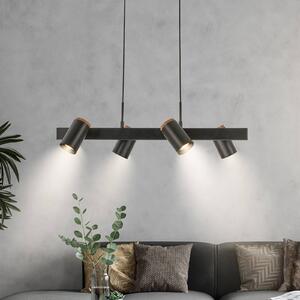 Briloner Závěsné světlo Duta, délka 120 cm, černá matná, kov 4-flg., stmívatelný, Černá, Obývací pokoj / jídelna, kov, Moderní