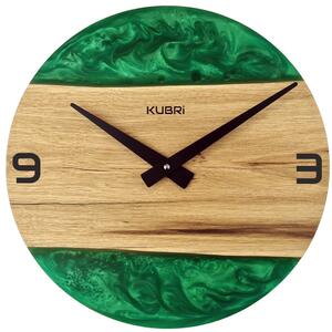 KUBRi 0183A - Luxusní dubové hodiny s epoxidovými doplňky