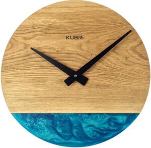 KUBRi 0184 - Luxusní dubové hodiny s epoxidovými doplňky