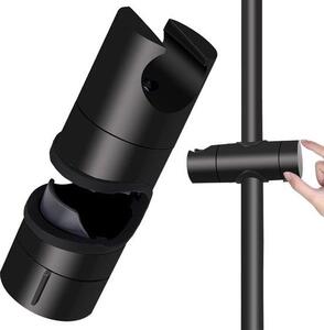 Ibenzoa® Nastavitelný držák ruční sprchy (ABS), otočný o 360°, matná černá barva, pro sprchové tyče o průměru 18–25 mm, montáž bez použití nástrojů, kompatibilní s G12