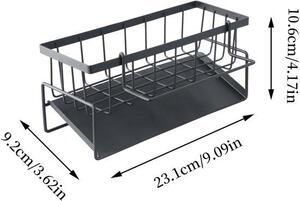 Organizér do kuchyně a koupelny Ibenzoa® z nerezové oceli, rozměry 23×9×10 cm – s nakloněnou odtokovou vanou pod úhlem 45°, odnímatelný držák na ručníky, bílý, úložná police