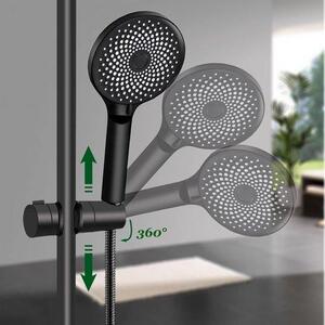 Ibenzoa® Nastavitelný držák ruční sprchy (ABS), otočný o 360°, matná černá barva, pro sprchové tyče o průměru 18–25 mm, montáž bez použití nástrojů, kompatibilní s G12
