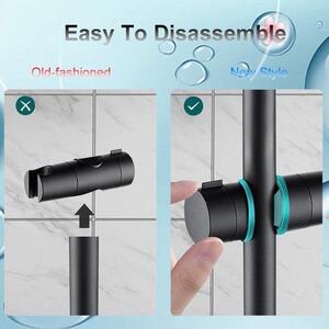 Ibenzoa® Nastavitelný držák ruční sprchy (ABS), otočný o 360°, matná černá barva, pro sprchové tyče o průměru 18–25 mm, montáž bez použití nástrojů, kompatibilní s G12