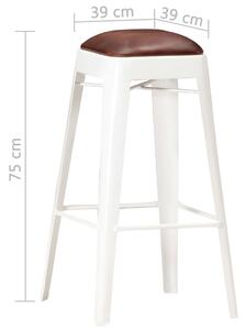 Barové stoličky Goldn - pravá kůže - 4 ks | bílé