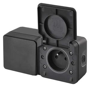 Spínač domovní střídavý se zásuvkou 250V/16A IP55