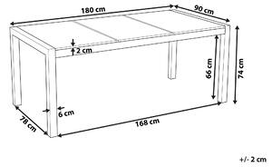 Zahradní stůl třídílná deska z tvrzeného skla 180 x 90 cm GROSSETO