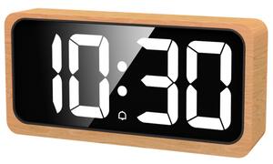 JVD SB3210.1 - Stále svítící hodiny v dřevěném rámu včetně síťového adaptéru