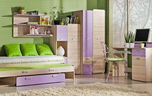 LIMO L13 postel s úložným prostorem jasan/fialová