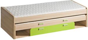 LIMO L16 výsuvná postel s úl. prostorem jasan/zelená