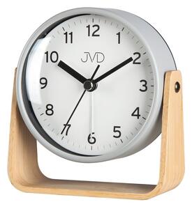 JVD SRP2310.2 - kovový budík s tichým chodem a dřevěným stojánkem