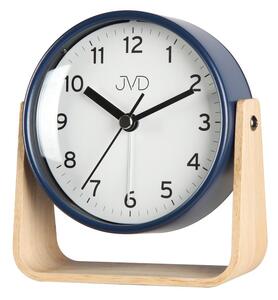 JVD SRP2310.3 - kovový budík s tichým chodem a dřevěným stojánkem