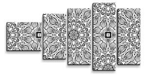Sablio Obraz - 5-dílný Bílé mehendi - 100x60 cm
