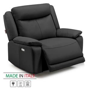 Zlutahala.cz Kožené křeslo CONTINENTAL s elektrickou funkcí relax 1P, elektrické, černá (nero 308)