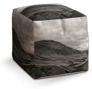 Sablio Taburet Cube Černobílé údolí - 40x40x40 cm