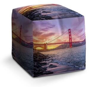 Sablio Taburet Cube Golden Gate 5 - 40x40x40 cm