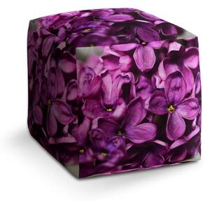 Sablio Taburet Cube Fialové květy - 40x40x40 cm