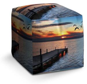 Sablio Taburet Cube Západ slunce nad molem - 40x40x40 cm