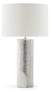 Bílá a stříbrná stolní lampa na noční stolek AIKEN