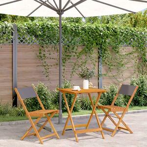 3dílný bistro set antracitový textil a masivní dřevo 3281761
