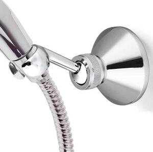 Ibenzoa® Nastavitelný držák sprchové hlavice, otočný o 360° – nástěnná konzole z masivní mosazi, chromovaná, pro standardní ruční sprchy o průměru 2,2 cm, rozměry 104×64 mm, hmotnost 200 g, stříbrná barva