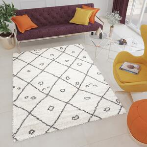 Makro Abra Kusový koberec Shaggy DELHI 4078A krémový šedý Rozměr: 60x100 cm