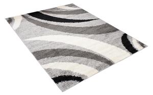 Makro Abra Kusový koberec Shaggy DELHI 7234A šedý krémový černý Rozměr: 80x150 cm